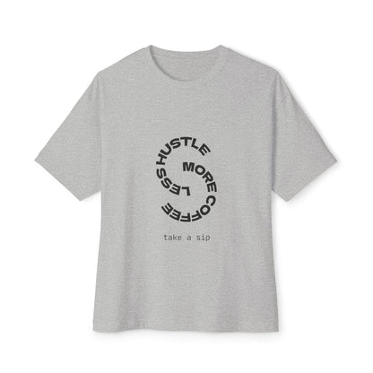 Unisex Oversized Boxy Tee with Coffee Quote - Cozy Streetwear, Casual Everyday Style!
