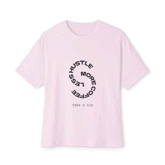 Unisex Oversized Boxy Tee with Coffee Quote - Cozy Streetwear, Casual Everyday Style!