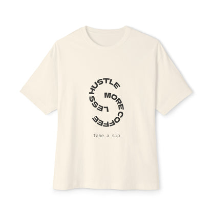 Unisex Oversized Boxy Tee with Coffee Quote - Cozy Streetwear, Casual Everyday Style!