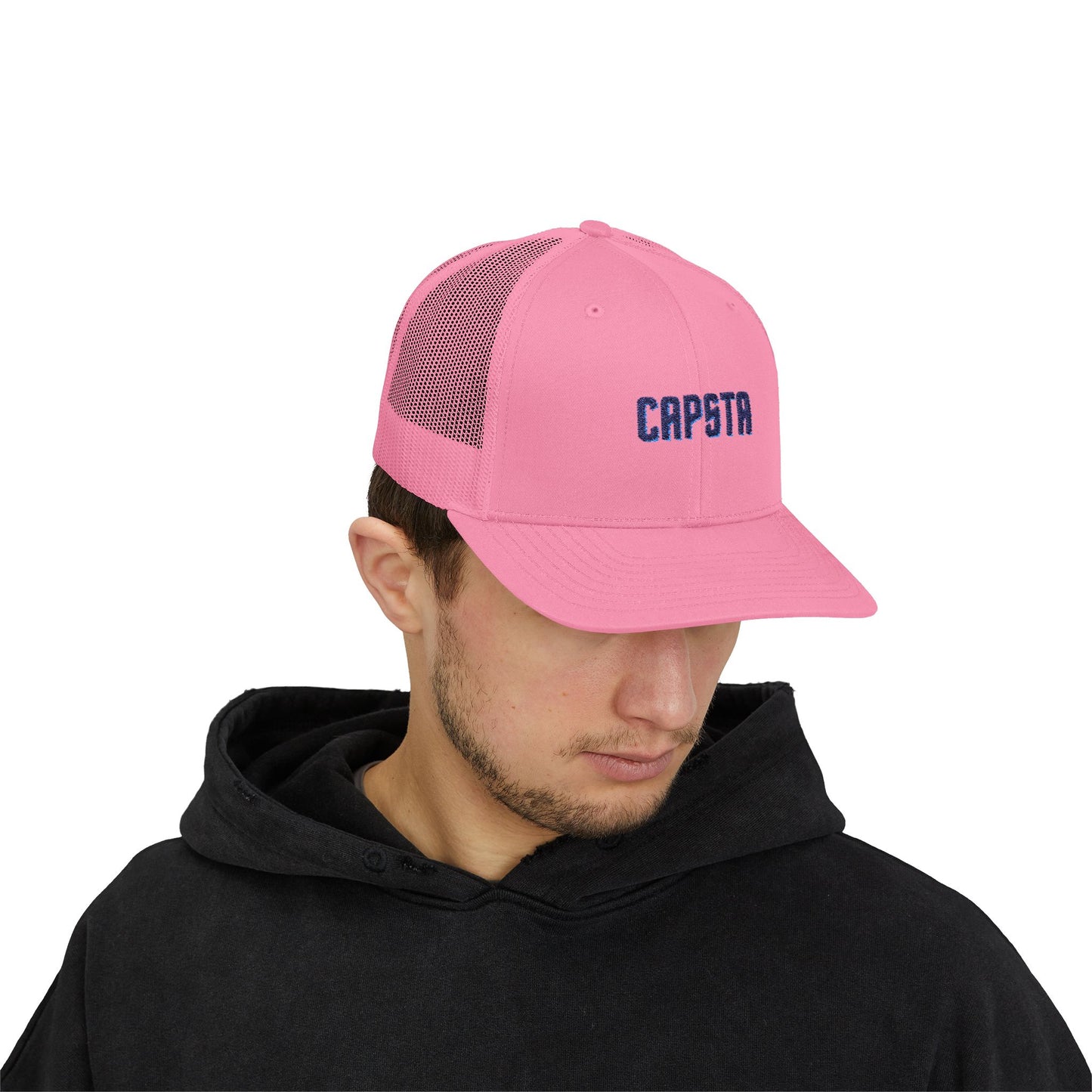 Trucker Hat with CAPSTA Embroidery, Adjustable Snapback Cap for Casual Wear